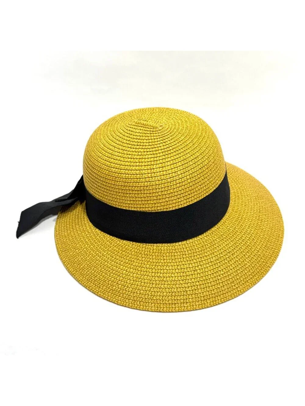 Coolibar Clara Sun Hat UPF 50 Paper Braid Ribbon Bow Asymmetrical Brim Natural